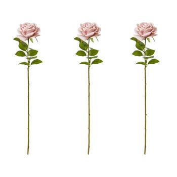 3PK E Style Rose Garden Stem Durable Artificial Flower Dusty Pink 22x14x66cm