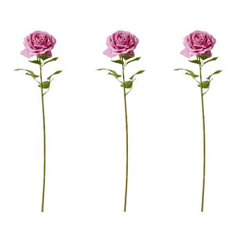 3PK E Style Rose Garden Stem Durable Artificial Flower Mauve 22x14x66cm