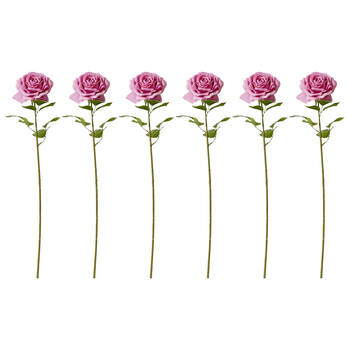 6PK E Style Rose Garden Stem Durable Artificial Flower Mauve 22x14x66cm