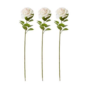 3PK E Style Rose Garden Stem Durable Artificial Flower Pink Cream 22x14x66cm
