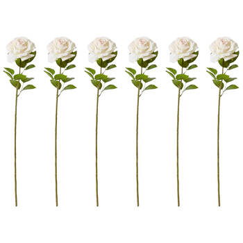 6PK E Style Rose Garden Stem Durable Artificial Flower Pink Cream 22x14x66cm