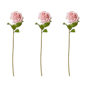 3PK E Style Rose Garden Stem Durable Artificial Flower Pink 22x14x66cm