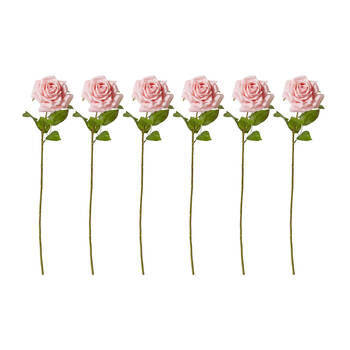 6PK E Style Rose Garden Stem Durable Artificial Flower Pink 22x14x66cm