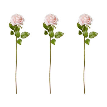 3PK E Style Rose Garden Stem Durable Artificial Flower Soft Pink 22x14x66cm