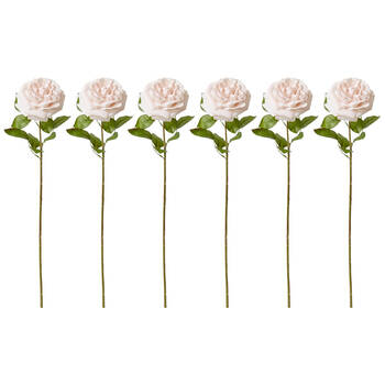 6PK E Style Rose Austin Stem Elegant Artificial Flower Blush Pink 22x14x66cm