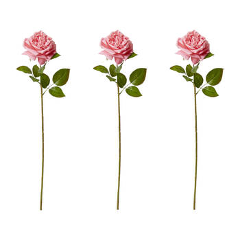 3PK E Style Rose Austin Stem Elegant Artificial Flower Dark Pink 22x14x66cm