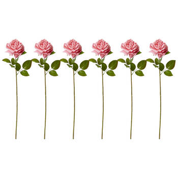 6PK E Style Rose Austin Stem Elegant Artificial Flower Dark Pink 22x14x66cm