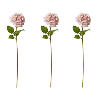 3PK E Style Rose Austin Stem Elegant Artificial Flower Dusty Pink 22x14x66cm