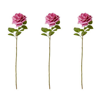 3PK E Style Rose Austin Stem Elegant Artificial Flower Mauve 22x14x66cm