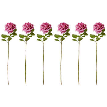 6PK E Style Rose Austin Stem Elegant Artificial Flower Mauve 22x14x66cm