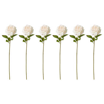 6PK E Style Rose Austin Stem Elegant Artificial Flower Pink Cream 22x14x66cm