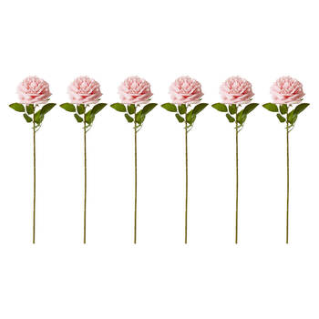 6PK E Style Rose Austin Stem Elegant Artificial Flower Pink 22x14x66cm