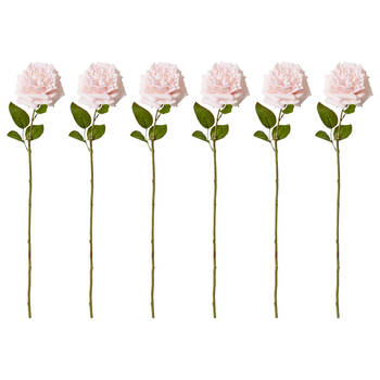 6PK E Style Rose Austin Stem Elegant Artificial Flower Soft Pink 22x14x66cm