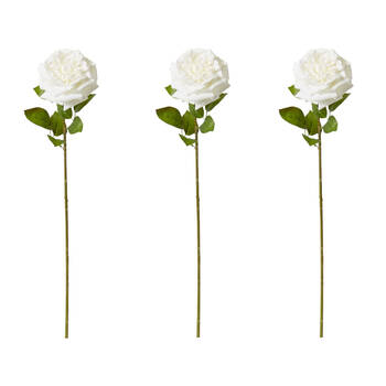3PK E Style Rose Austin Stem Elegant Artificial Flower White 22x14x66cm