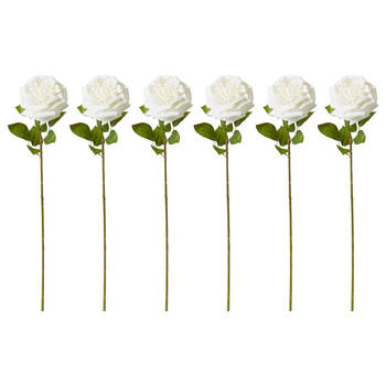 6PK E Style Rose Austin Stem Elegant Artificial Flower White 22x14x66cm