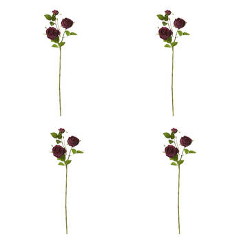 4PK E Style Rose Austin Spray Elegant Artificial Flower Burgundy 24x16x78cm