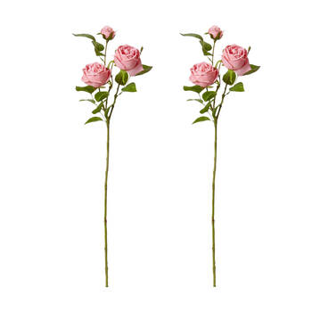 2PK E Style Rose Austin Spray Elegant Artificial Flower Dark Pink 24x16x78cm