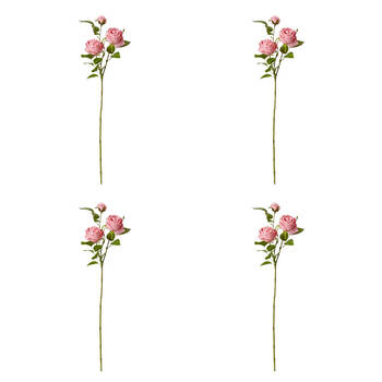 4PK E Style Rose Austin Spray Elegant Artificial Flower Dark Pink 24x16x78cm