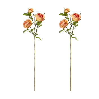 2PK E Style Rose Austin Spray Elegant Artificial Flower Orange 24x16x78cm