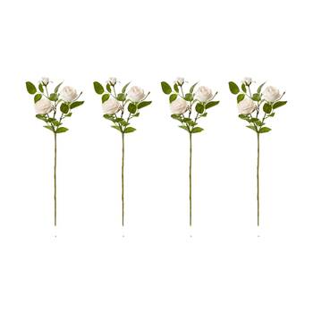4PK E Style Rose Austin Spray Elegant Artificial Flower Pink Cream 24x16x78cm