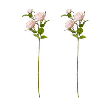 2PK E Style Rose Austin Spray Elegant Artificial Flower Soft Pink 24x16x78cm
