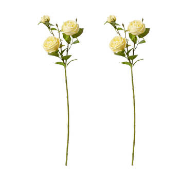 2PK E Style Rose Austin Spray Elegant Artificial Flower Yellow 24x16x78cm