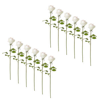 12PK E Style Rose Classic Short Stem Artificial Flower Pink Cream 14x12x45cm
