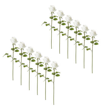 12PK E Style Rose Classic Short Stem Artificial Flower White 14x12x45cm