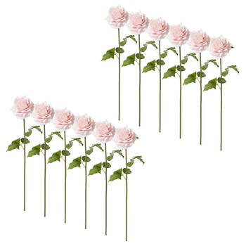 12PK E Style Rose Rambler Short Stem Artificial Flower Soft Pink 14x12x45cm