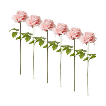 6PK E Style Rose Garden Short Stem Artificial Flower Pink 14x12x45cm