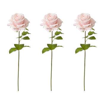3PK E Style Rose Garden Short Stem Artificial Flower Soft Pink 14x12x45cm