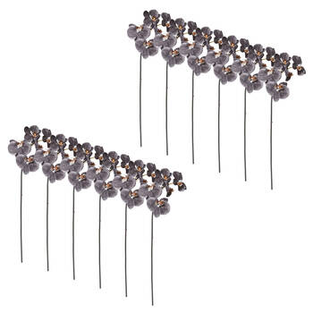 12PK E Style Phalaenopsis Orchid Mini Stem Artificial Flower Black 14x7x51cm