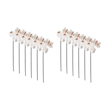 12PK E Style Phalaenopsis Orchid Mini Stem Artificial Flower Light Brown 14x51cm