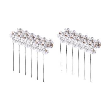 12PK E Style Phalaenopsis Orchid Mini Stem Artificial Flower White Black 14x51cm