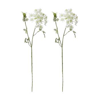 2PK E Style Lace Flower Stem Artificial Floral Decoration White 14x9x74cm