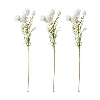 3PK E Style Blushing Bride Spray Floral Artificial Flower Stem White 11x10x56cm