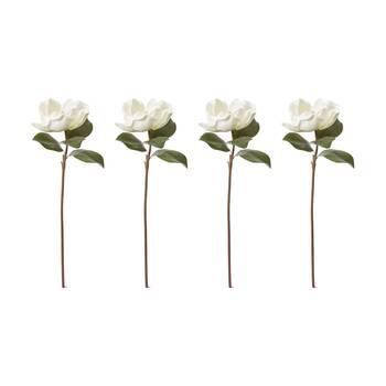 4PK E Style Magnolia Grand Stem Artificial Flower Decoration White 22x28x71cm