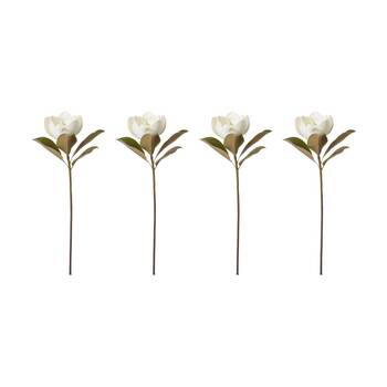 4PK E Style Magnolia Classic Flower Stem Artificial Floral White 19x26x60cm