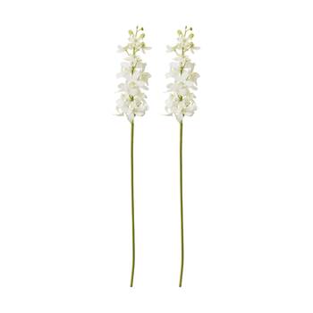 2PK E Style Orchid Vanda Stem Artificial Floral Decoration White 9x10x69cm