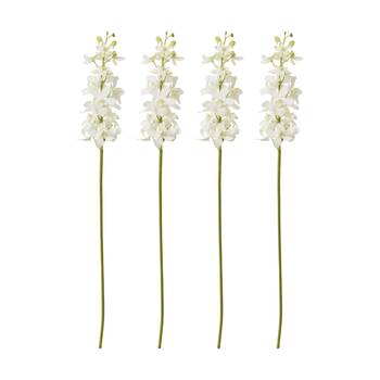 4PK E Style Orchid Vanda Stem Artificial Floral Decoration White 9x10x69cm