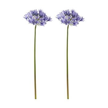 2PK E Style Agapanthus Stem Artificial Floral Decoration Blue 21x25x76cm