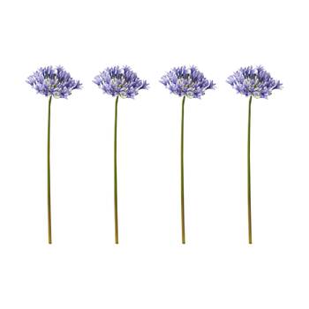 4PK E Style Agapanthus Stem Artificial Floral Decoration Blue 21x25x76cm