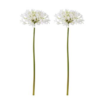 2PK E Style Agapanthus Stem Artificial Floral Decoration White 21x25x76cm