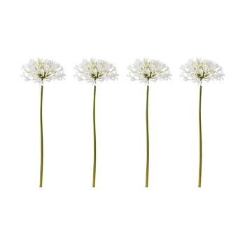 4PK E Style Agapanthus Stem Artificial Floral Decoration White 21x25x76cm