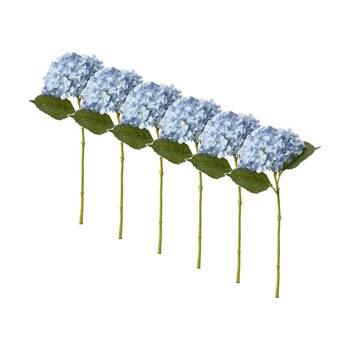 6PK E Style Hydrangea Garden Small Stem Artificial Flower Blue 15x26x47cm