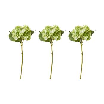 3PK E Style Hydrangea Garden Small Stem Artificial Flower Green 15x26x47cm