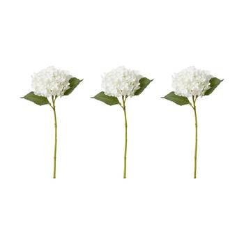 3PK E Style Hydrangea Garden Small Stem Artificial Flower White 15x26x47cm
