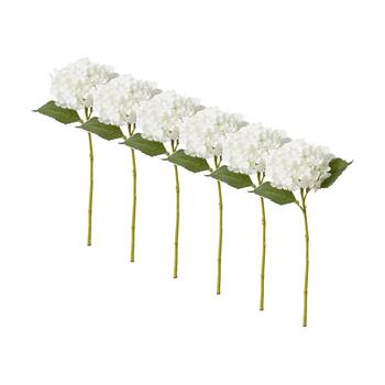 6PK E Style Hydrangea Garden Small Stem Artificial Flower White 15x26x47cm