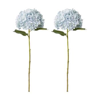 2PK E Style Hydrangea Garden Large Stem Artificial Flower Light Blue 19x31x65cm