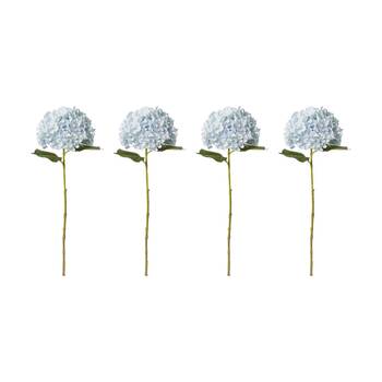 4PK E Style Hydrangea Garden Large Stem Artificial Flower Light Blue 19x31x65cm